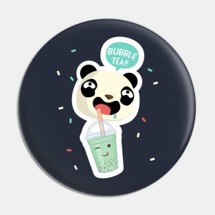 Bubble Tea Panda Boba Tea Funny Cute Animal Design Pin