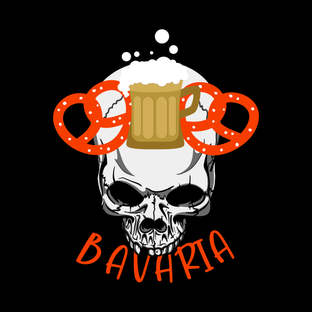 Bavaria Skull Pretzel & Beer Oktoberfest Germany by Foxxy Merch