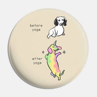 Before after yoga dachshund Pin