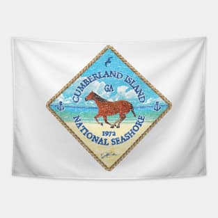 Cumberland Island National Seashore, GA, with Horse on Beach Tapestry