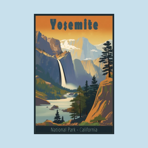 Yosemite National Park Vintage Travel Poster by GreenMary Design