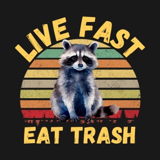 Live fast eat Trash Funny Raccoon Camping Vintage T-Shirt