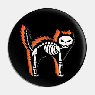 Scary Cat Skeleton Pin