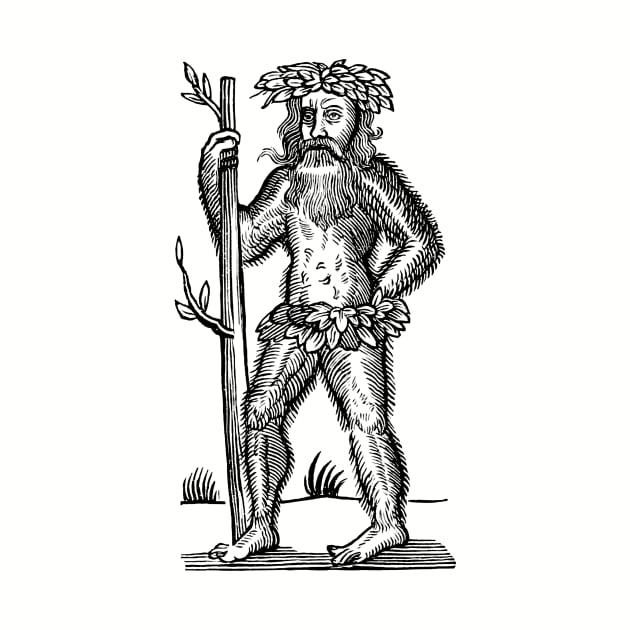 Wild Man or Green Man Medieval Woodcut by Pixelchicken