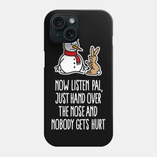 Funny Christmas snowman carrot bunny rabbit comic Phone Case