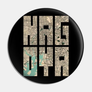 Nagoya, Japan City Map Typography - Vintage Pin