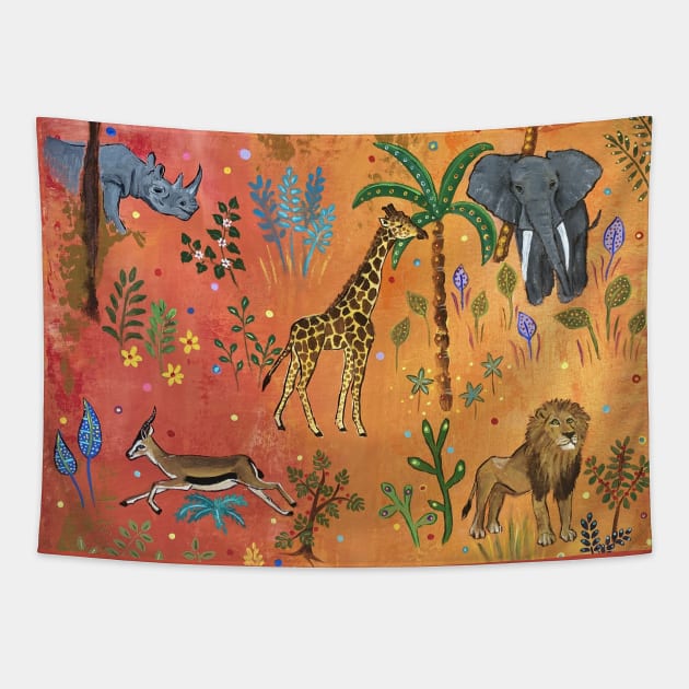 Sunset in the Jungle Tapestry by MagaliModoux