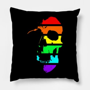 Neon Rainbow Skull Pillow