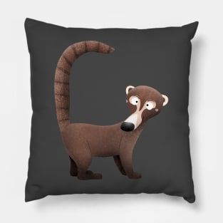 Funny curious coatimundi cartoon illustration Pillow