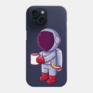 Cute Astronaut Drinking Coffee Cartoon Phone Case