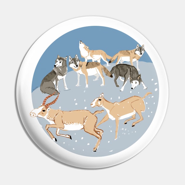 Steppe Wolves and Saiga in Winter Pin by belettelepink