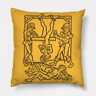 Hanging †† Vintage Medieval Woodcut Style Illustration Pillow