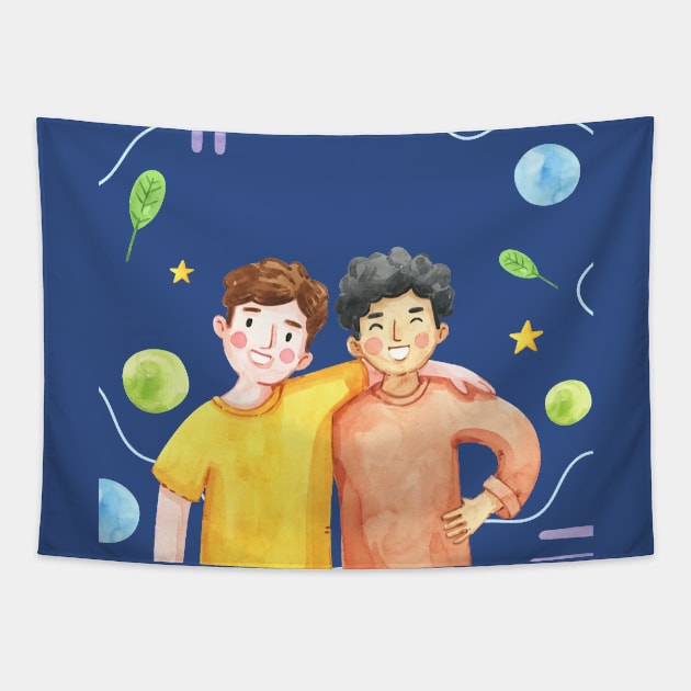 Friendship Hand Drawn Tapestry by Mako Design 