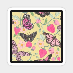 Strawberry butterflies Magnet