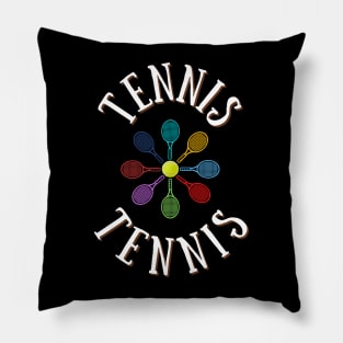 Colorful Tennis Rackets and Ball Pillow