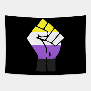 Black Lives Matter Fist LGBT Non-Binary Flag Tapestry