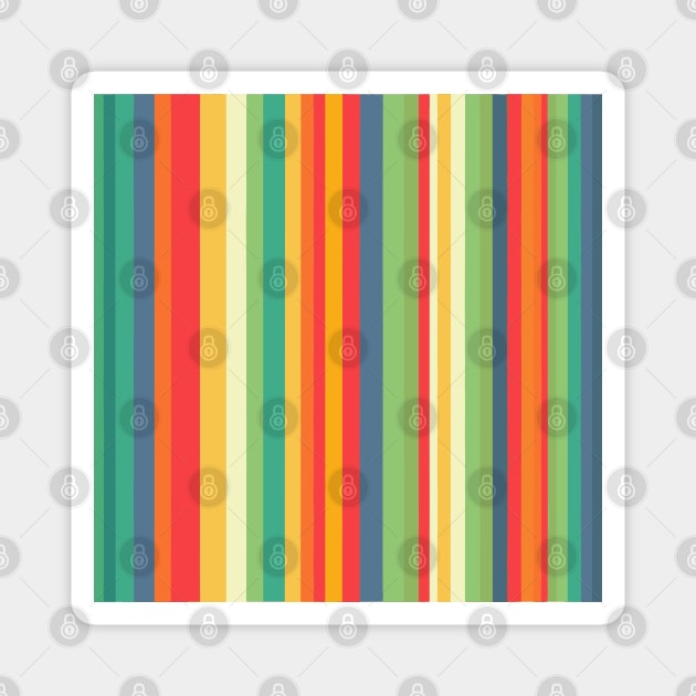 Colorful Vertical  Stripes Retro 70s Pattern Magnet by craftydesigns