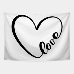 MINIMAL Valentine Day Black Heart Shape Tapestry