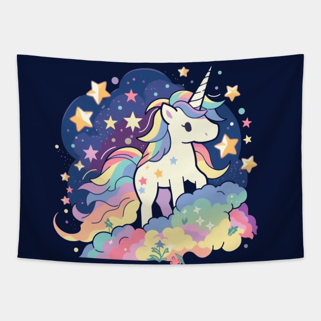 Dream Unicorn - Cute Unicorn Tapestry by CleverboyDsgns