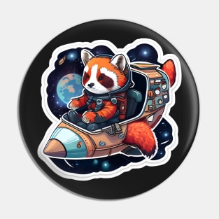 Red Panda Astronaut Lost in Space Sticker Pin