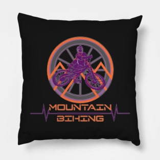 Mountain Biking Through The Woods Pillow