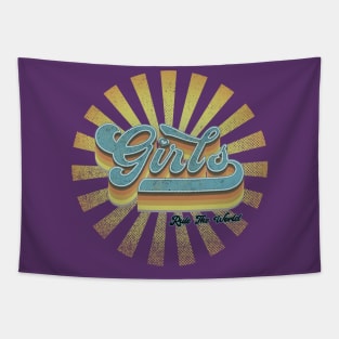 Girls Rule The World 1970s Vintage Retro Tapestry