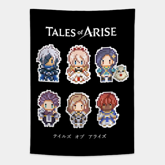 tales of arise - pixle Tapestry by Japanese Mask Art