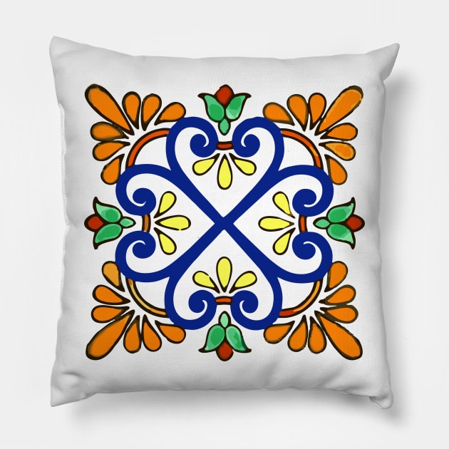 Talavera Burnt Orange Wings Pillow by jgeiger714