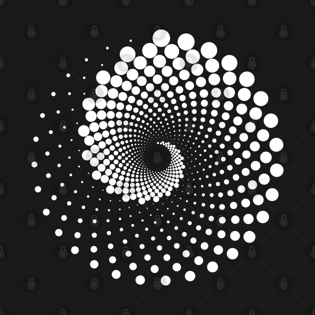 Fibonacci Sequence: Spiraling Dots 2 on a Dark Background by Puff Sumo