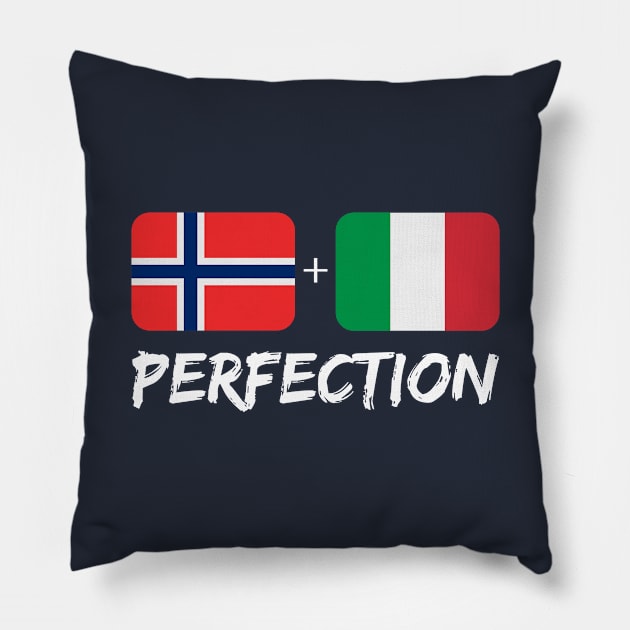 Italian Plus Norwegian Perfection Mix Heritage Flag Gift Pillow by Just Rep It!!