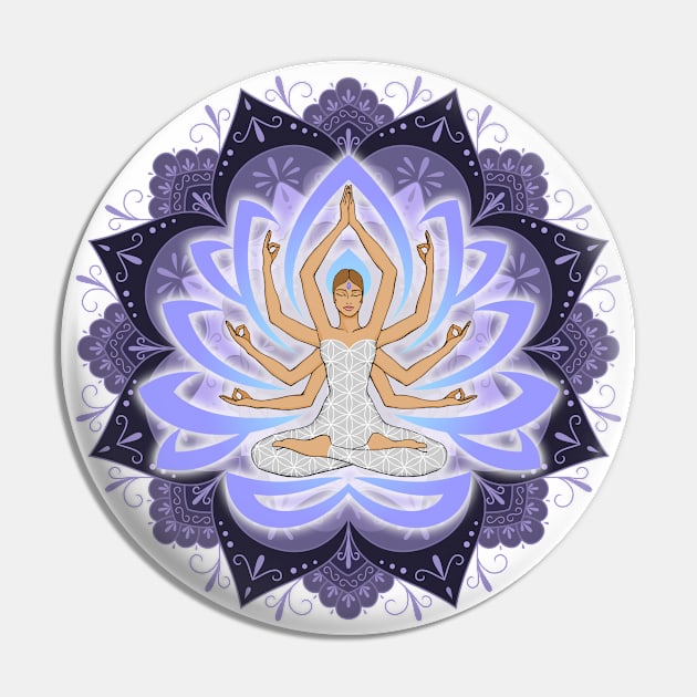 Violet Mandala Woman with Lotus Arms Pin by MandalaSoul