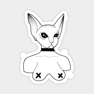 Minimalist Sphynx Tattoo Art Magnet