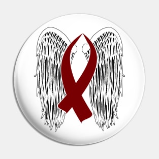 Winged Awareness Ribbon (Burgundy) Pin