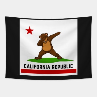 California Republic Flag Dabbing Bear Tapestry