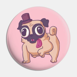 Cute Dumb Pug Dog With Hat Pin