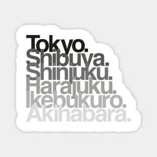 Tokyo Districts (greys) Magnet