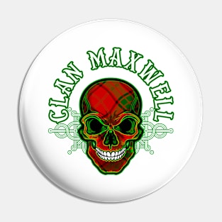 Scottish Clan Maxwell Tartan Celtic Skull Pin