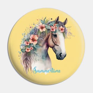 Summertime Horse With Flowers Pin