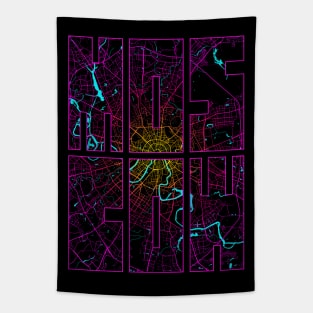 Moscow, Russia City Map Typography - Neon Tapestry