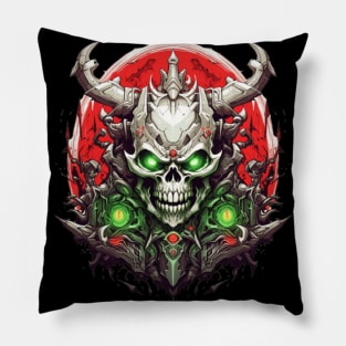 Skull Cyberpunk Cyborg Vaporwave Urban Pillow