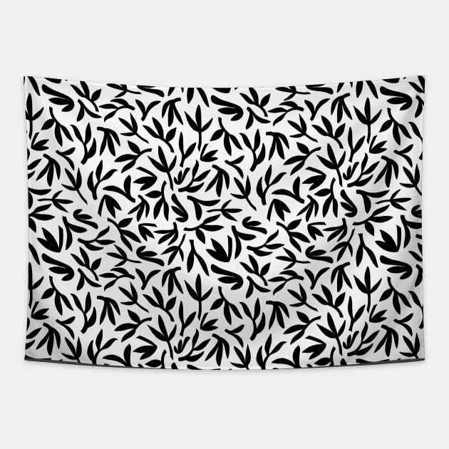 The Bamboo Forest- black on white Tapestry by NickiPostsStuff