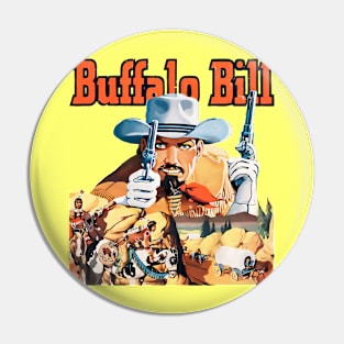 Buffalo Bill On The Horizon Western Cowboy Retro Comic Pin