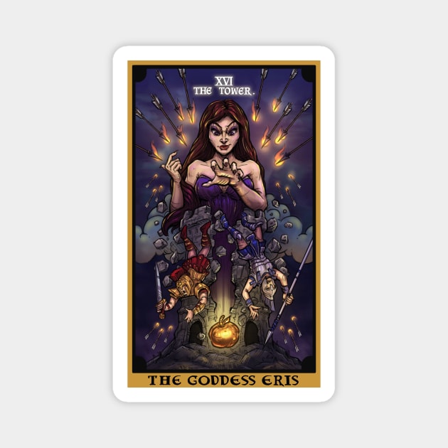 The Goddess Eris The Tower Tarot Card Magnet by TheGhoulishGarb