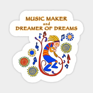 Kokopelli, boy, music maker, dreams, primary colors Magnet