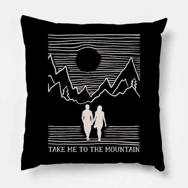 mountain couple Pillow by DopamIneArt