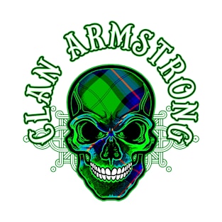 Scottish Clan Armstrong Tartan Celtic Skull T-Shirt