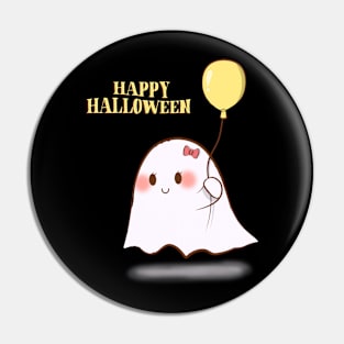 Happy Halloween Cute Ghost & Balloon Pin