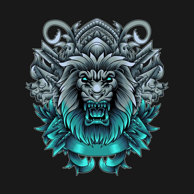 Angry Lion with neon color by Marciano Graphic