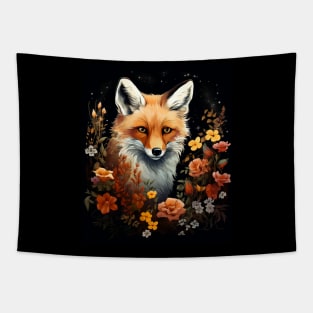 Cute Cottagecore Floral Fox Aesthetic Tapestry