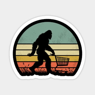 Bigfoot Holding a Shopping Cart Funny Vintage Shopper Magnet